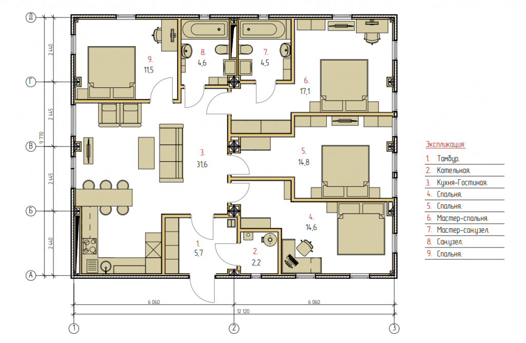 Проекты одноэтажных домов с кабинетом: планы, фото и планировки